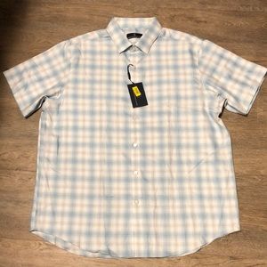 Hart Schaffner Marx Blue and White Plaid Casual Button Down Shirt
